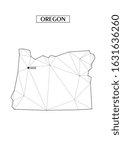 Polygonal abstract map state of Oregon with connected triangular shapes formed from lines. Capital of state - Salem. Good poster for wall in your home. Decoration for room walls.
