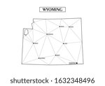 Polygonal abstract map state of Wyoming with connected triangular shapes formed from lines. Capital of state - Cheyenne. Good poster for wall in your home. Decoration for room walls.