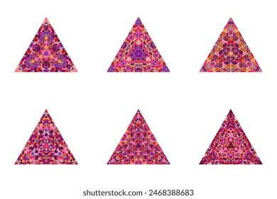 Polygonal abstract mosaic triangle pyramid logo template set - geometrical vector element with triangles