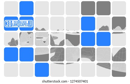 polygonal abstract mountains. mosaic cubes new. stock image vector