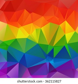 Polygonal abstract multicolored bright square rainbow background.