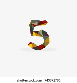 polygonal abstract number five ,colorful greeting origami style.vector illustration for design party poster,greeting card,banner,business or invitation formed by triangles