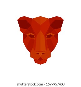 Polygonal abstract orange color head of a panther. Logo of the panther. Vector illustration