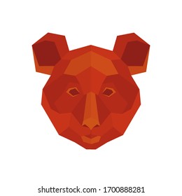 Polygonal abstract orange color head of a panda. Logo of the panda. Vector illustration