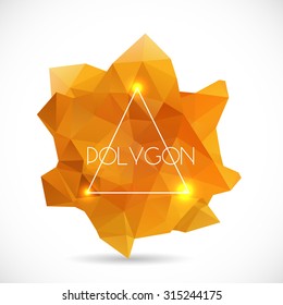 Polygonal abstract orange shape. Concept of futuristic minimalism style Isolated on white background. Vector illustration.