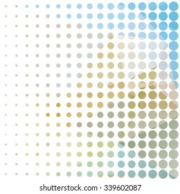 Polygonal abstract pattern with blue and beige dots.