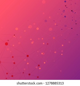 Polygonal abstract pattern connected lines and dots on dark background.