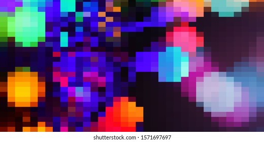 Polygonal abstract pexelate circle background with squares. Colorful gradient design. Low poly geometric rectangle shape modern banner. Vector illustration.