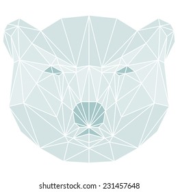 polygonal abstract polar bear isolated on white background for design card, invitation, banner, book, scrapbook, t-shirt, poster, album etc.