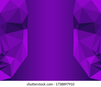 Cara púrpura abstracta poligonal sobre un fondo púrpura. Diseño de polos bajos. Ilustración vectorial geométrica creativa. Más patrones en mis colecciones abstractas de fondos. 