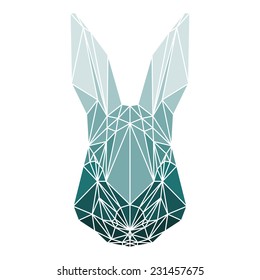 polygonal abstract rabbit isolated on white background for design card, invitation, banner, book, scrapbook, t-shirt, poster, album etc.
