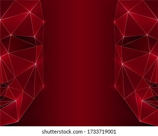 Polygonal abstract red face on a red background. Low poly design. Creative geometric vector illustration. More patterns in my abstract backgrounds collections. 