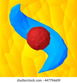 polygonal abstract shapes on yellow background.