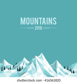 Polygonal Abstract Snow-capped Mountains On Grey Background
