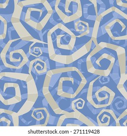 Polygonal abstract striped spirals in contrast colors