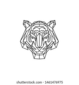 polygonal abstract tiger head logo. low poly animal head tiger icon. vector illustration, geometric and modern style.