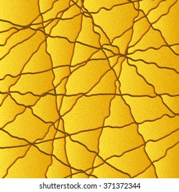 Polygonal abstract vector background yellow cracked wall
