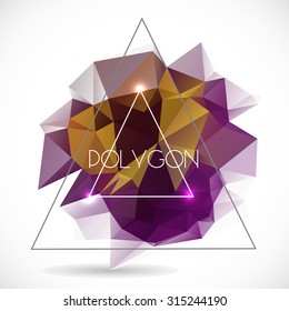 Polygonal abstract violet purple shape. Concept of futuristic minimalism style Isolated on white background. Vector
