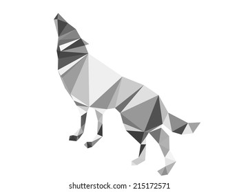 Polygonal abstract wolf or dog