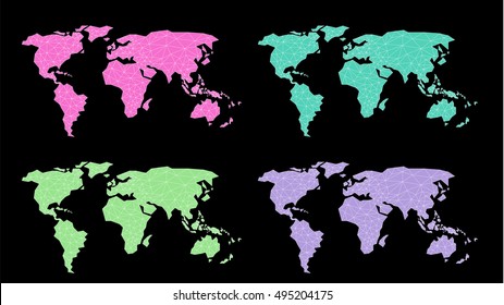 polygonal abstract world map, triangle line .pastel color,vector illustation