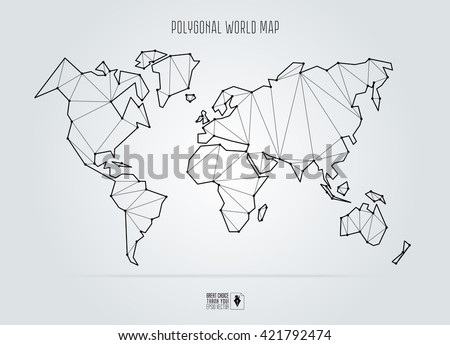 Polygonal abstract world map. Vector illustration.