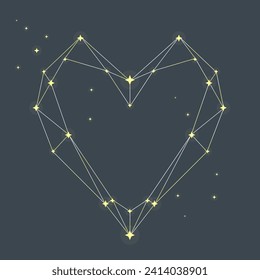 Polygonal Aesthetic Magical Celestial Heart Futuristic Frame Vector