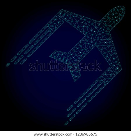 Polygonal airplane trail illustration with fast speed effect. Abstract mesh lines, triangles and points on dark background with airplane trail designed for modern abstract with symbols of speed, rush,