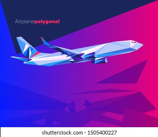 Polygonal airplane in vector. Aviation day poster or brochure design.