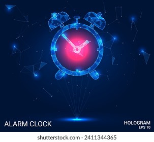 Polygonal alarm clock design with a low-poly pattern. Features a holographic display, blending modern aesthetics and innovative technology in a vector format.