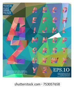 Polygonal alphabet, faceted capital letters on abstract background  templates or Light  background illustration.eps 10