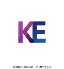 Polygonal alphabet letters logo KE monogram purple blue color vector eps