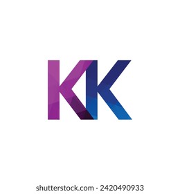 Polygonal alphabet letters logo KK monogram purple blue color vector eps