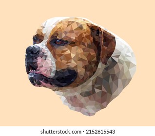 Polygonal American Staffordshire Terrier dog.  Low poly Triangle  vector illustration