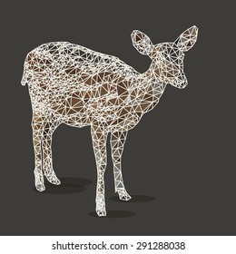 polygonal animal, white deer polygon, vector illustration isolated