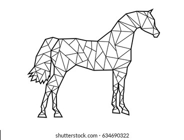 A polygonal Arabian or Arab horse standing. Editable Clip Art.