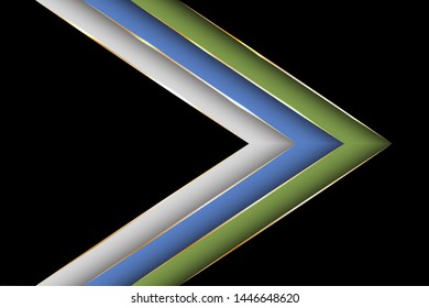 Polygonal arrow with gold triangle edge lines banner vector design. Luxury banner background template. Poly gradient shapes with metallic glossy edge lines. Creative digital illustration.