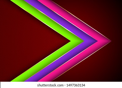 Polygonal arrow with gold triangle edge lines banner vector design. VIP poster background template. Multi layers paper cut material design. 3d advertising graphic design.