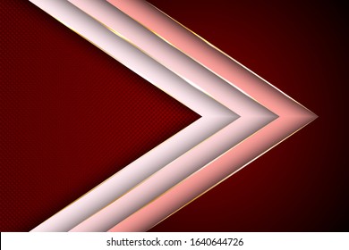 Polygonal arrow with gold triangle edge lines banner vector design. Rich banner background template. Abstract wallpaper modern design. Gradient facets shapes, stripes gold edges lines vector.