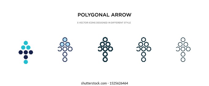 polygonal arrow up icon in different style vector illustration. two colored and black polygonal arrow up vector icons designed in filled, outline, line and stroke style can be used for web, mobile,