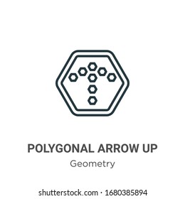 Polygonal arrow up outline vector icon. Thin line black polygonal arrow up icon, flat vector simple element illustration from editable geometry concept isolated stroke on white background