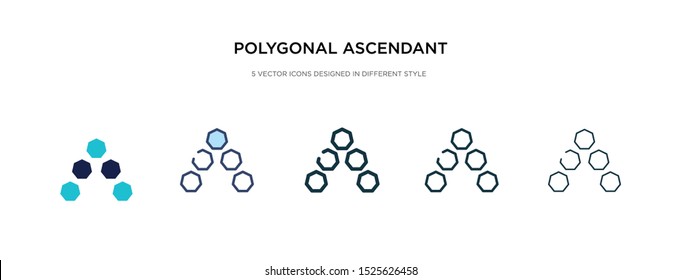 polygonal ascendant icon in different style vector illustration. two colored and black polygonal ascendant vector icons designed in filled, outline, line and stroke style can be used for web,