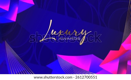 Polygonal Awards Graphics Background. Pink and Blue Modern Awards Graphics Background. Jubilee Decorative Invitation. Luxurious Brand High Standard Award Background. 