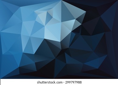 Polygonal background, in blue shades. Cold, and icy. Water-scape, ice blocks. Peaceful and calm.