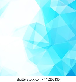 Polygonal background. Can be used in cover, book design, website  backdrop. Vector illustration. White, blue colors. 