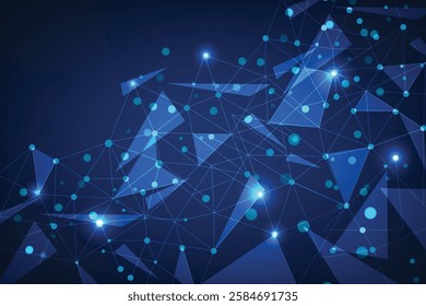 Polygonal background with connecting dots and lines. Network or connection concept