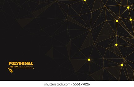 Polygonal background with connecting dots and lines. Vector illustration for your design.