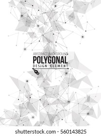 Polygonal background with connecting dots and lines. Vector illustration for your design.
