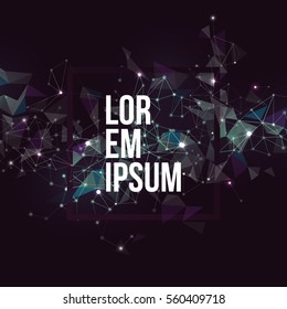 Polygonal background with connecting dots and lines. Vector illustration for your design.