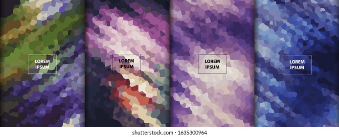 Polygonal background with different geometric figures. Template for your design, banner, flyer, business card, poster, wallpaper, brochure