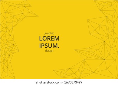 Polygonal background with geometric lines for the design of the cover or brochure. Yellow and black vector poster template.